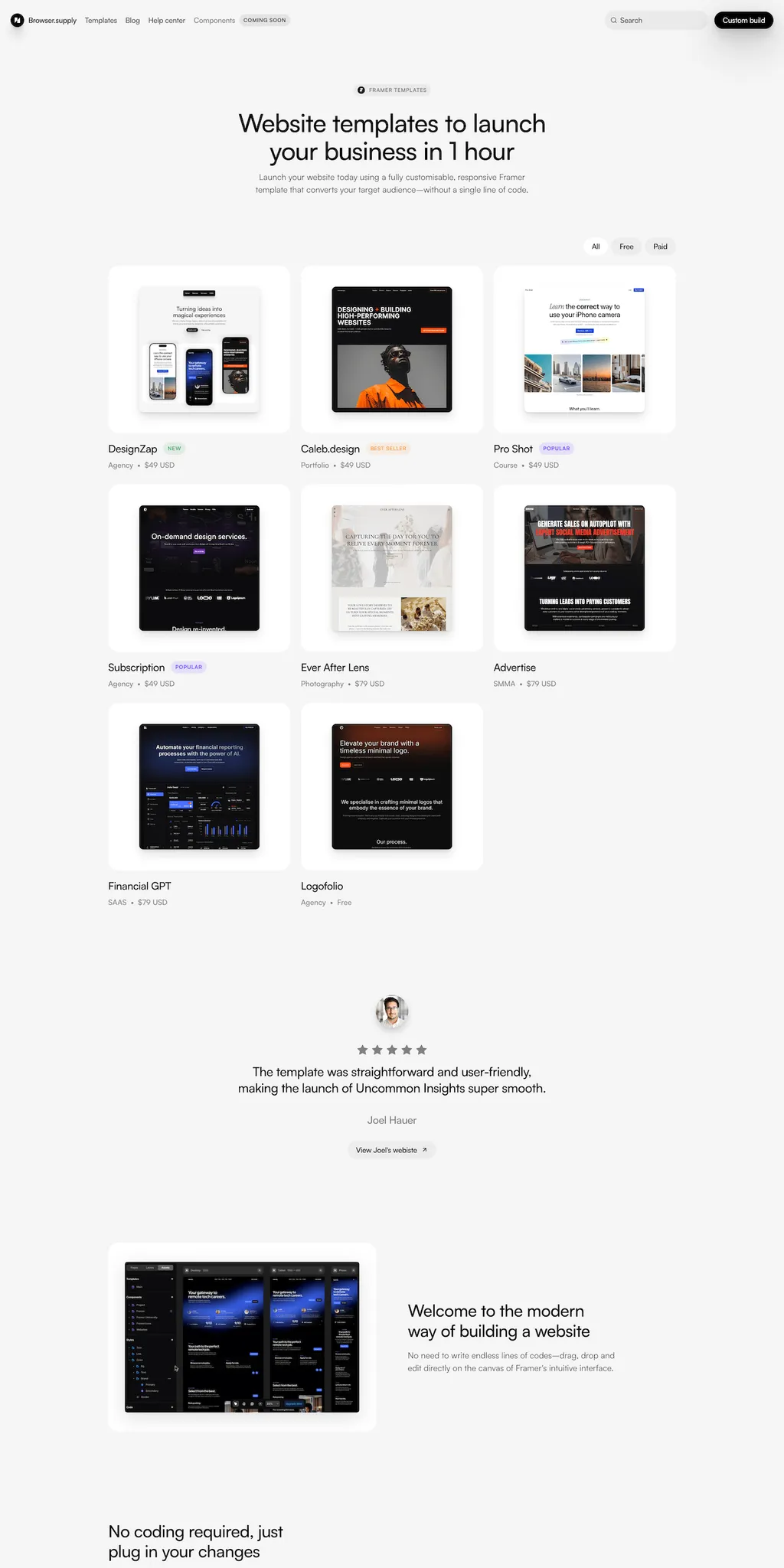 Framer templates Preview